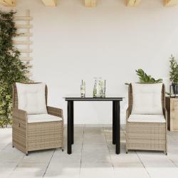 Ensemble &agrave; manger de jardin et coussins 3 pcs Beige poly rotin