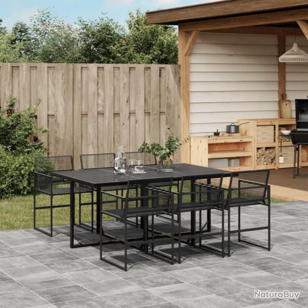 Ensemble � manger de jardin 7 pcs Noir R�sine tress�e