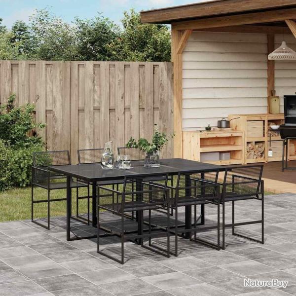 Ensemble � manger de jardin 7 pcs Noir R�sine tress�e
