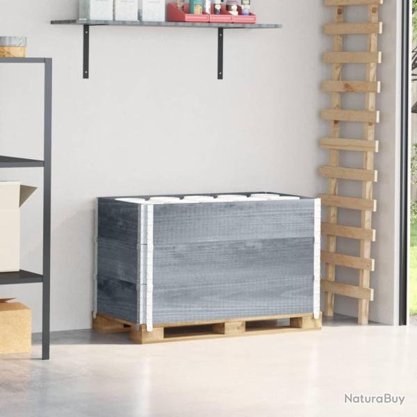 Colliers de palette 3 pcs gris 100x50 cm bois de pin solide