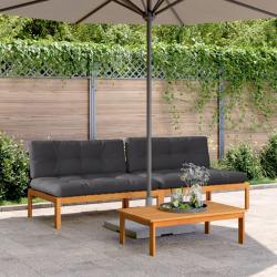Canap&eacute;s centraux palette de jardin et coussins 2pcs bois acacia