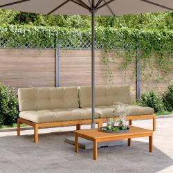 Canap&eacute;s centraux palette de jardin et coussins 2pcs bois acacia