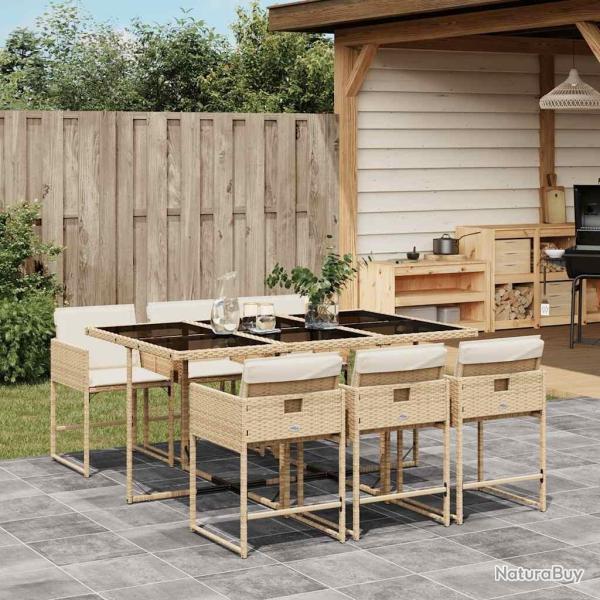 Ensemble � manger de jardin et coussins 7 pcs beige poly rotin