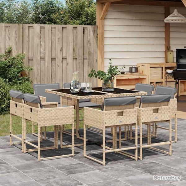 Ensemble � manger de jardin et coussins 9 pcs m�lange beige