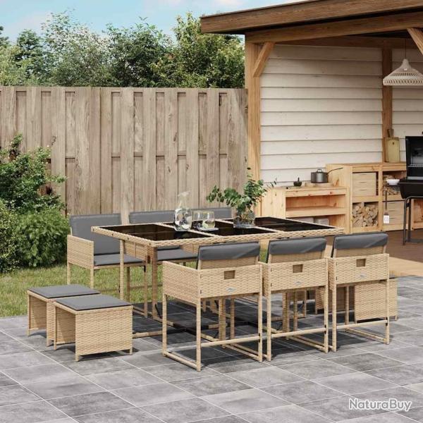 Ensemble � manger de jardin et coussins 11 pcs m�lange beige
