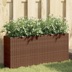 Jardini&egrave;res avec 2 pots 2 pcs marron 90x20x40 cm r&eacute;sine tress&eacute;e