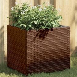 Jardini&egrave;res 2 pcs marron 36x30x32 cm r&eacute;sine tress&eacute;e