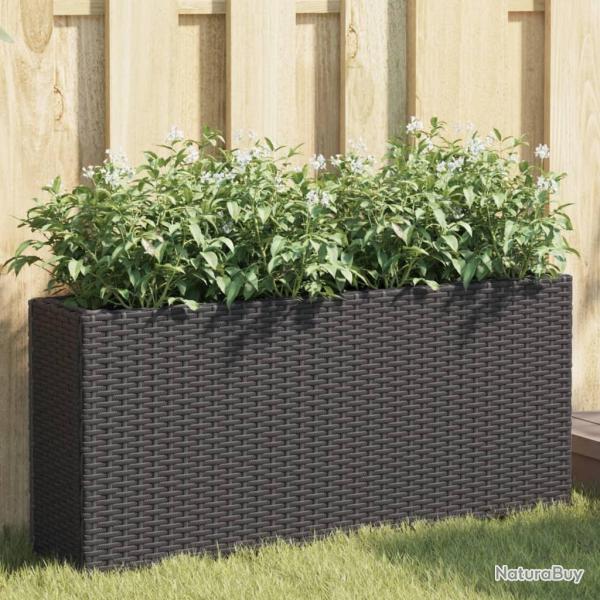 Jardini�res avec 2 pots 2 pcs noir 90x20x40 cm r�sine tress�e