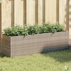 Jardini&egrave;res avec 3 pots 2 pcs gris 105x30x32 cm r&eacute;sine tress&eacute;e