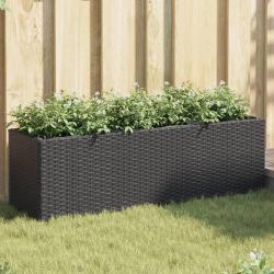 Jardini&egrave;res avec 3 pots 2 pcs noir 105x30x32 cm r&eacute;sine tress&eacute;e