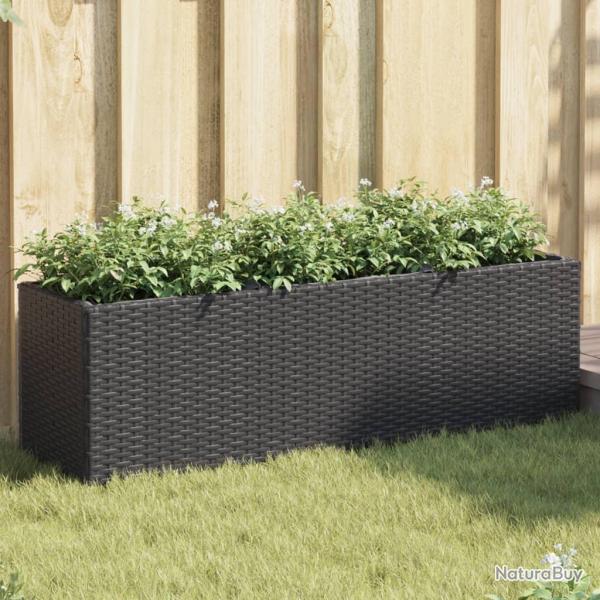 Jardini�res avec 3 pots 2 pcs noir 105x30x32 cm r�sine tress�e