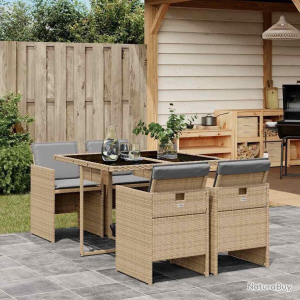 Ensemble � manger de jardin coussins 5 pcs m�lange beige rotin