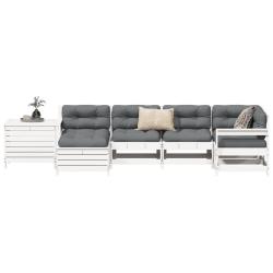 Salon de jardin 7 pcs blanc bois de pin massif