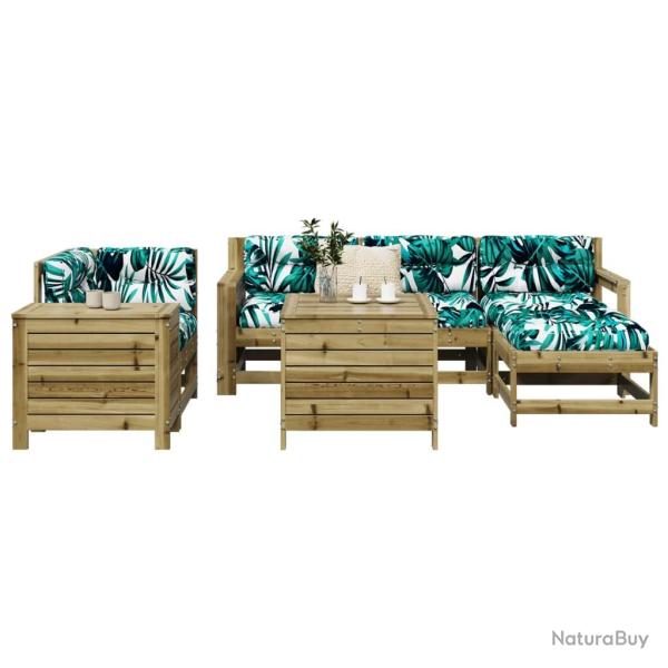 Salon de jardin 7 pcs bois de pin impr�gn�