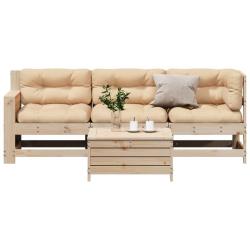 Salon de jardin 4 pcs avec coussins Bois de pin massif