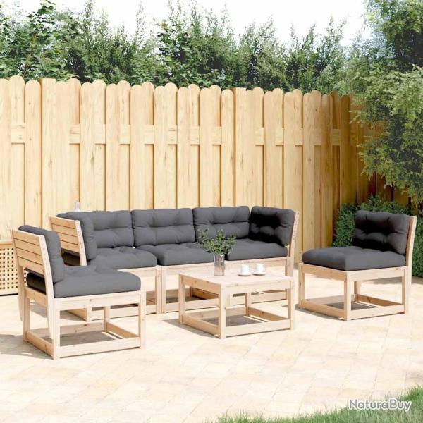 Salon de jardin 5 pcs avec coussins bois de pin massif