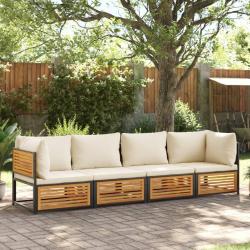 Salon de jardin avec coussins 4 pcs bois d'acacia massif