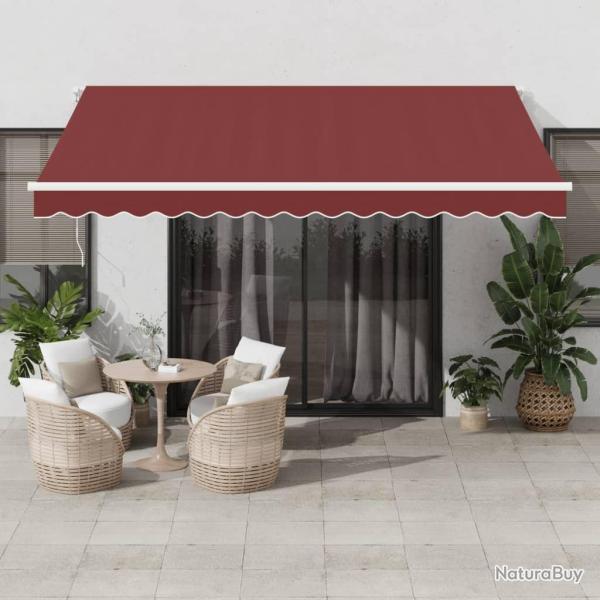 Auvent manuel r�tractable avec LED bordeaux 400x350 cm