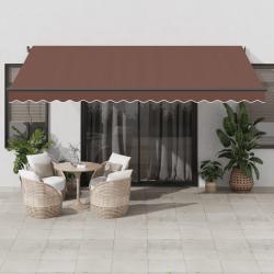 Auvent manuel r&eacute;tractable avec LED marron 450x350 cm