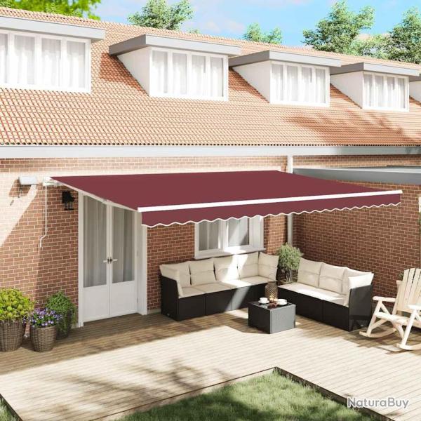 Auvent manuel r�tractable avec LED bordeaux 500x300 cm
