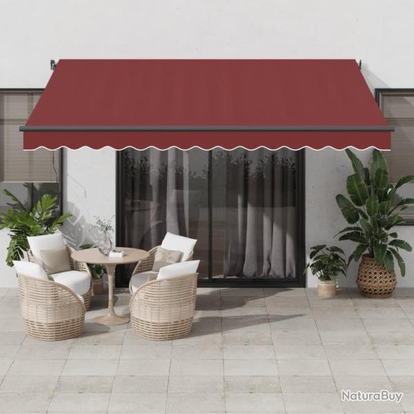 Auvent manuel r�tractable avec LED bordeaux 400x350 cm