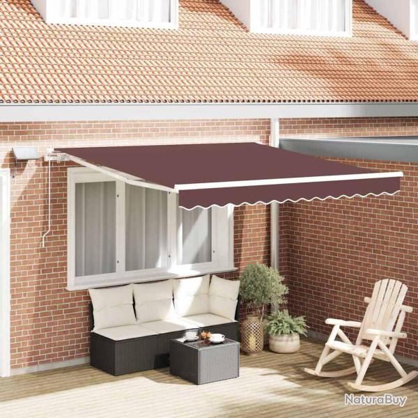 Auvent manuel r�tractable avec LED marron 300x250 cm
