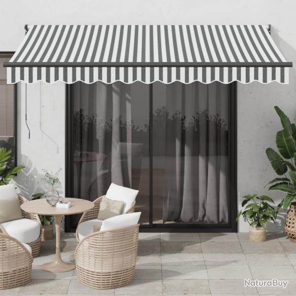 Auvent r�tractable anthracite et blanc 3,5x2,5m tissu/aluminium