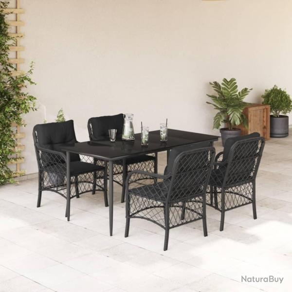 Ensemble � manger de jardin coussins 5pcs Noir R�sine tress�e