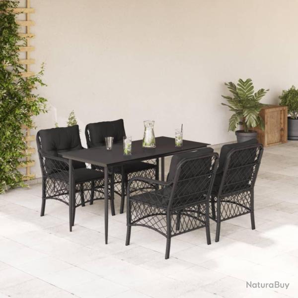 Ensemble � manger de jardin coussins 5pcs Noir R�sine tress�e