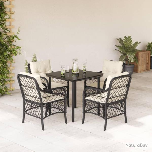 Ensemble � manger de jardin coussins 5pcs Noir R�sine tress�e