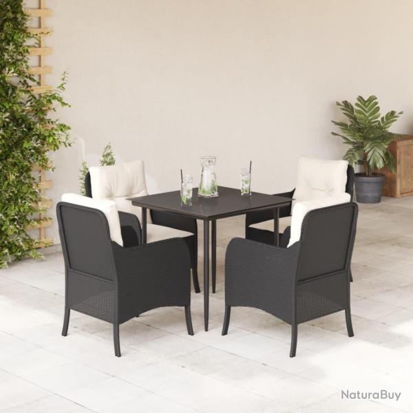 Ensemble � manger de jardin coussins 5pcs Noir R�sine tress�e