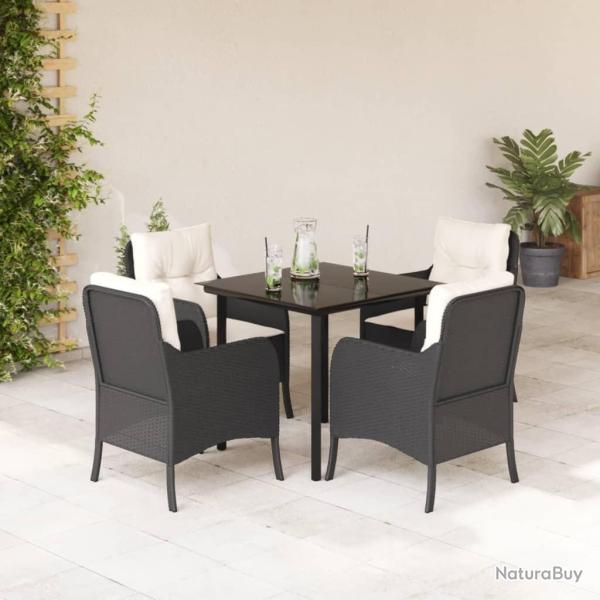 Ensemble � manger de jardin coussins 5pcs Noir R�sine tress�e