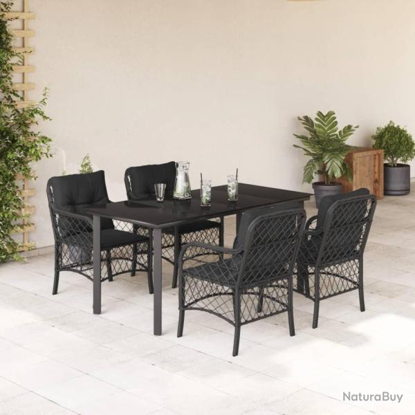 Ensemble � manger de jardin coussins 5pcs Noir R�sine tress�e