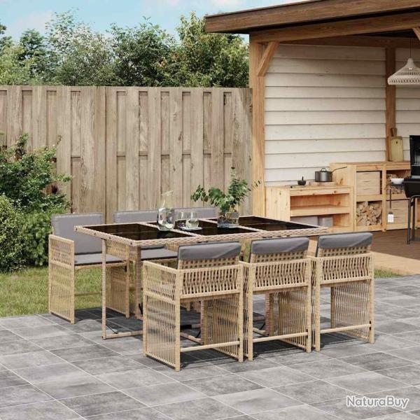 Ensemble � manger de jardin coussins 7 pcs m�lange beige rotin