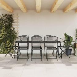 Ensemble &agrave; manger de jardin 9 pcs anthracite m&eacute;tal maille