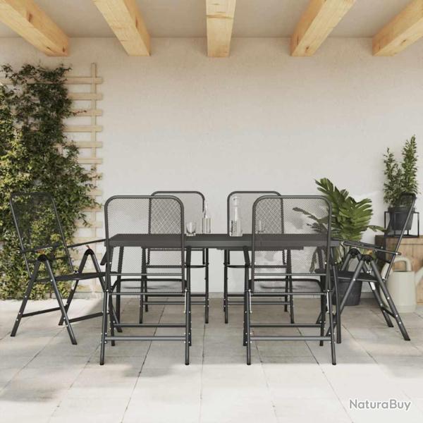 Ensemble � manger de jardin 7 pcs anthracite m�tal maille