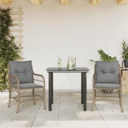 Ensemble de bistro 3 pcs coussins m&eacute;lange beige r&eacute;sine tress&eacute;e