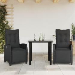 Ensemble &agrave; manger de jardin avec coussins 3 pcs Noir