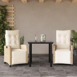 Ensemble &agrave; manger de jardin et coussins 3 pcs Beige poly rotin