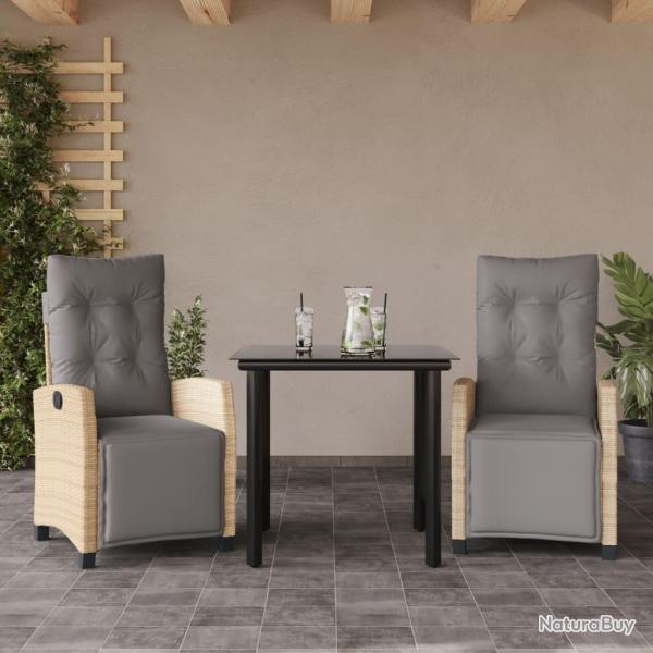 Ensemble � manger de jardin et coussins 3 pcs m�lange beige