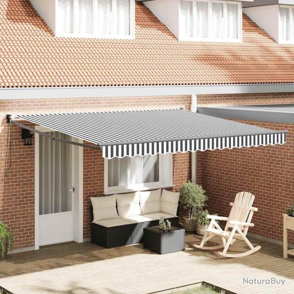 Auvent r�tractable anthracite et blanc 4x3 m tissu et aluminium