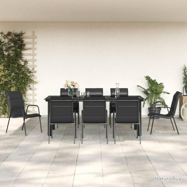 Ensemble � manger de jardin 9 pcs noir textil�ne et acier