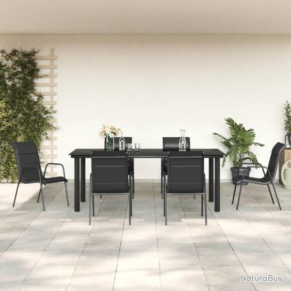 Ensemble � manger de jardin 7 pcs noir textil�ne et acier