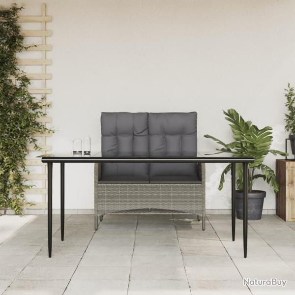 Ensemble � manger jardin et coussins 2 pcs gris rotin