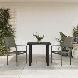 Ensemble &agrave; manger de jardin 3 pcs noir textil&egrave;ne et acier