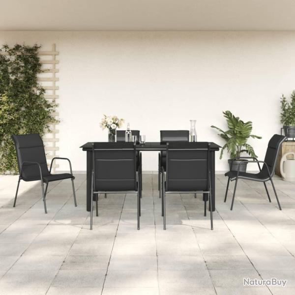 Ensemble � manger de jardin 7 pcs noir textil�ne et acier