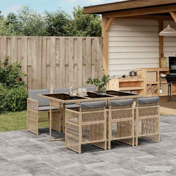 Ensemble � manger de jardin coussins 7 pcs m�lange beige rotin