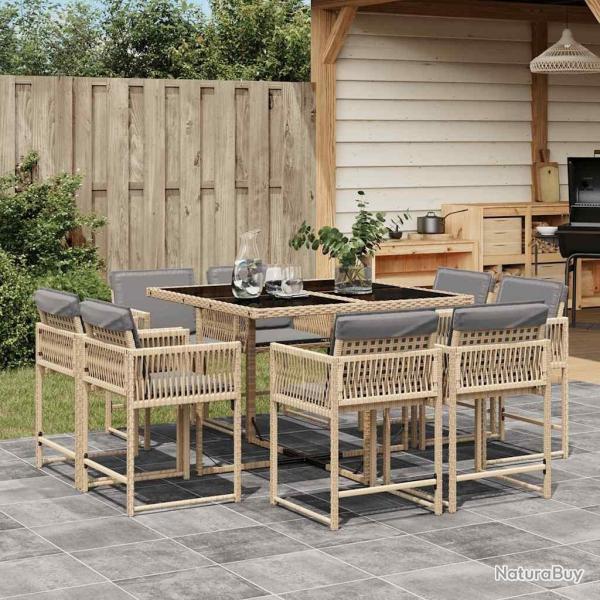 Ensemble � manger de jardin et coussins 9 pcs m�lange beige