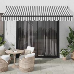 Auvent r&eacute;tractable anthracite et blanc 3,5x2,5m tissu/aluminium