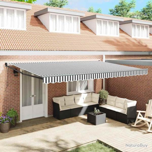 Auvent r�tractable anthracite et blanc 5x3 m tissu et aluminium